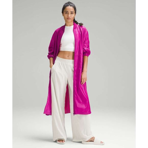 Lululemon Reversible Drape-Sleeve Long Jacket Sonic Pink Wild Berry Size 10 NEW - Picture 3 of 7